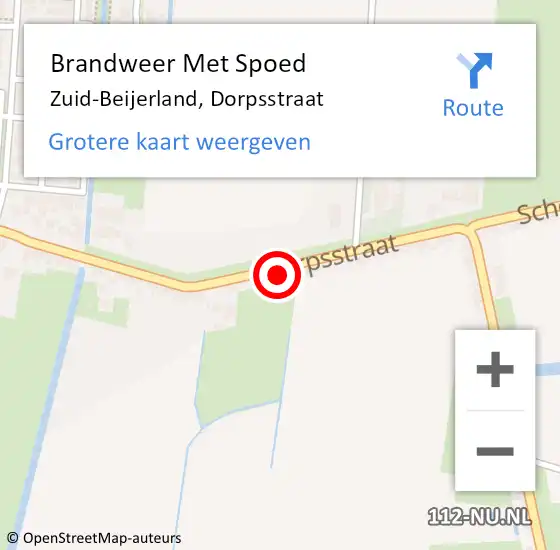 Locatie op kaart van de 112 melding: Brandweer Met Spoed Naar Zuid-Beijerland, Dorpsstraat op 19 februari 2022 10:30