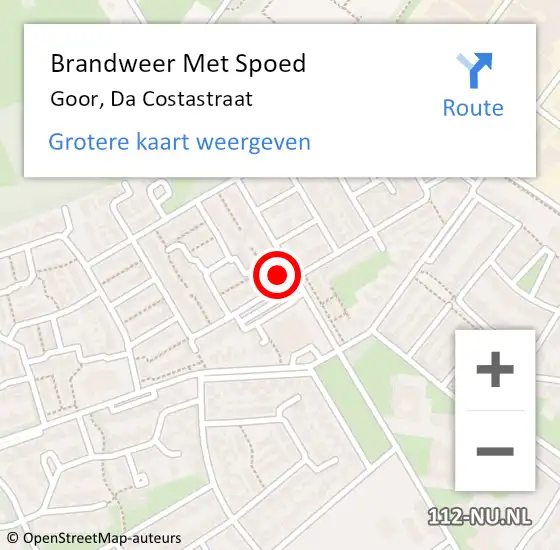 Locatie op kaart van de 112 melding: Brandweer Met Spoed Naar Goor, Da Costastraat op 8 juli 2014 20:04