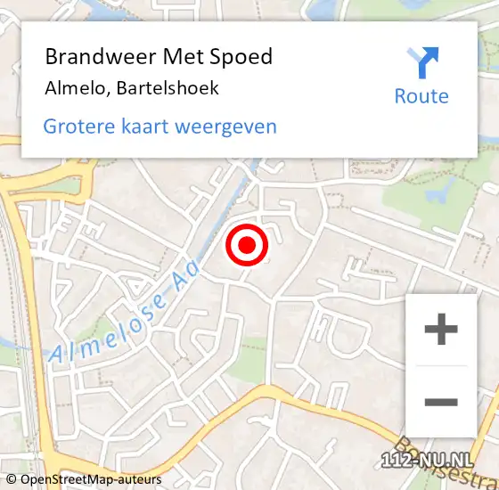 Locatie op kaart van de 112 melding: Brandweer Met Spoed Naar Almelo, Bartelshoek op 19 februari 2022 10:31