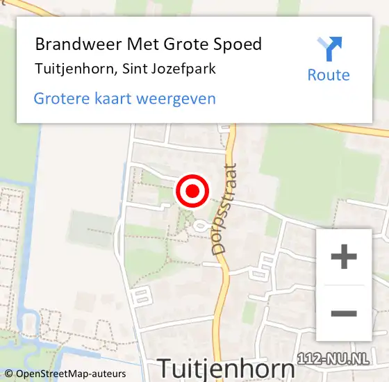 Locatie op kaart van de 112 melding: Brandweer Met Grote Spoed Naar Tuitjenhorn, Sint Jozefpark op 19 februari 2022 10:32