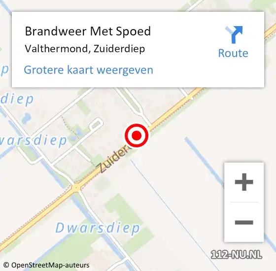 Locatie op kaart van de 112 melding: Brandweer Met Spoed Naar Valthermond, Zuiderdiep op 19 februari 2022 10:33