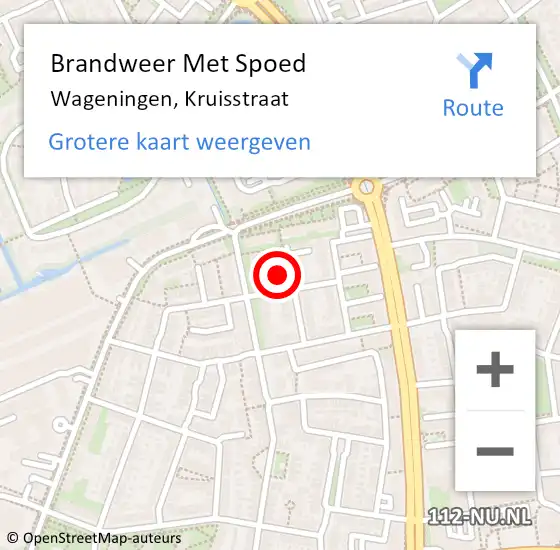 Locatie op kaart van de 112 melding: Brandweer Met Spoed Naar Wageningen, Kruisstraat op 19 februari 2022 10:33