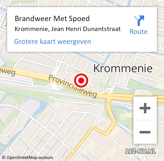 Locatie op kaart van de 112 melding: Brandweer Met Spoed Naar Krommenie, Jean Henri Dunantstraat op 19 februari 2022 10:34