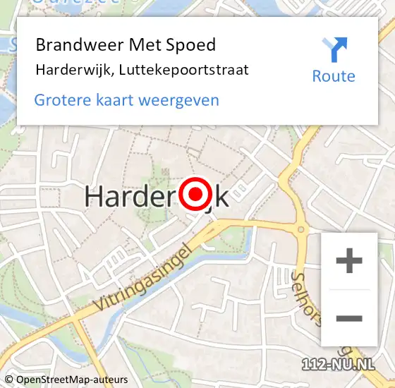 Locatie op kaart van de 112 melding: Brandweer Met Spoed Naar Harderwijk, Luttekepoortstraat op 19 februari 2022 10:34