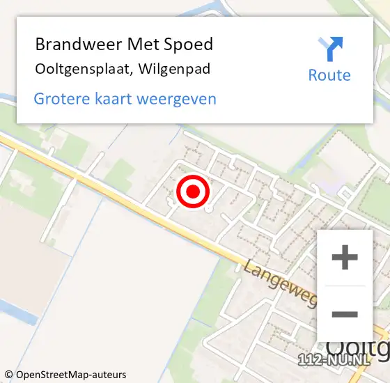 Locatie op kaart van de 112 melding: Brandweer Met Spoed Naar Ooltgensplaat, Wilgenpad op 19 februari 2022 10:34