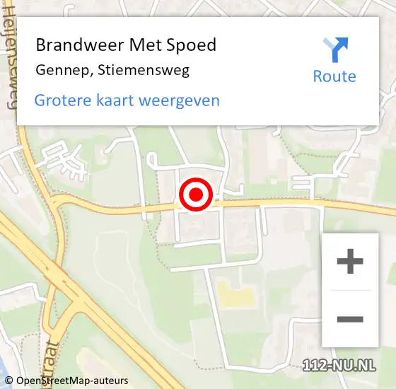 Locatie op kaart van de 112 melding: Brandweer Met Spoed Naar Gennep, Stiemensweg op 19 februari 2022 10:35