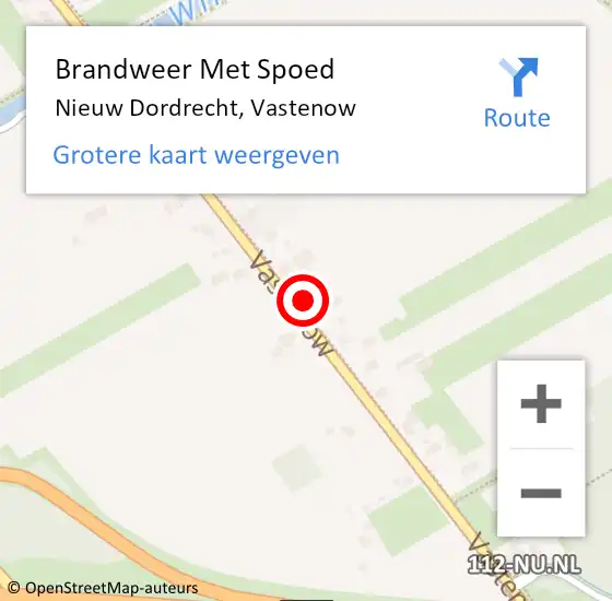 Locatie op kaart van de 112 melding: Brandweer Met Spoed Naar Nieuw Dordrecht, Vastenow op 19 februari 2022 10:37