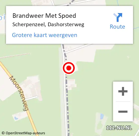 Locatie op kaart van de 112 melding: Brandweer Met Spoed Naar Scherpenzeel, Dashorsterweg op 19 februari 2022 10:38