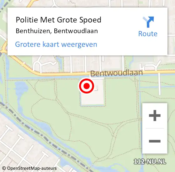 Locatie op kaart van de 112 melding: Politie Met Grote Spoed Naar Benthuizen, Bentwoudlaan op 19 februari 2022 10:38