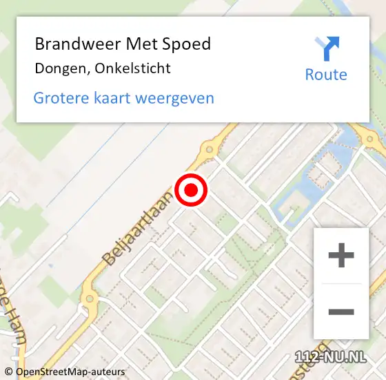 Locatie op kaart van de 112 melding: Brandweer Met Spoed Naar Dongen, Onkelsticht op 19 februari 2022 10:39