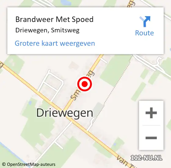 Locatie op kaart van de 112 melding: Brandweer Met Spoed Naar Driewegen, Smitsweg op 19 februari 2022 10:41