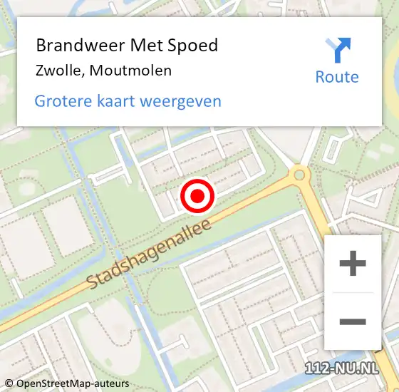 Locatie op kaart van de 112 melding: Brandweer Met Spoed Naar Zwolle, Moutmolen op 19 februari 2022 10:44