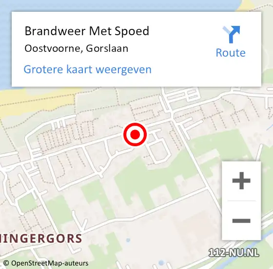 Locatie op kaart van de 112 melding: Brandweer Met Spoed Naar Oostvoorne, Gorslaan op 19 februari 2022 10:45