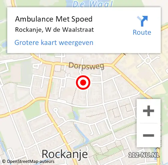 Locatie op kaart van de 112 melding: Ambulance Met Spoed Naar Rockanje, W de Waalstraat op 19 februari 2022 10:46