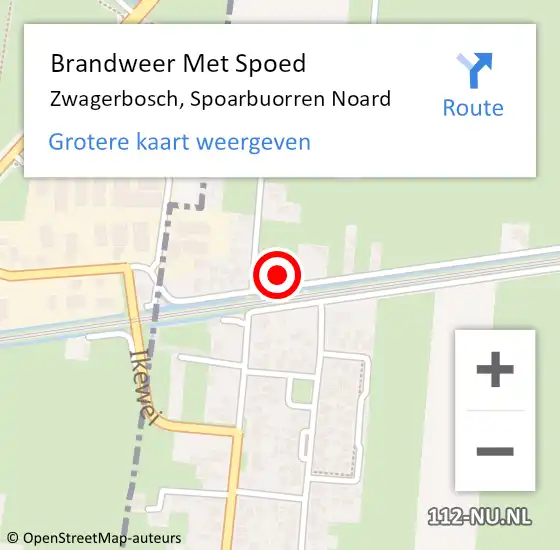 Locatie op kaart van de 112 melding: Brandweer Met Spoed Naar Zwagerbosch, Spoarbuorren Noard op 19 februari 2022 10:54