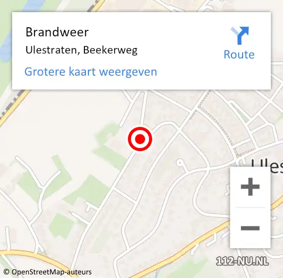 Locatie op kaart van de 112 melding: Brandweer Ulestraten, Beekerweg op 8 juli 2014 20:07