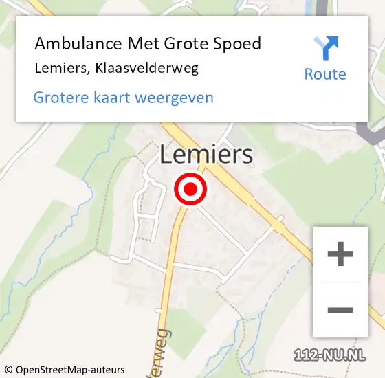 Locatie op kaart van de 112 melding: Ambulance Met Grote Spoed Naar Lemiers, Klaasvelderweg op 8 juli 2014 20:07