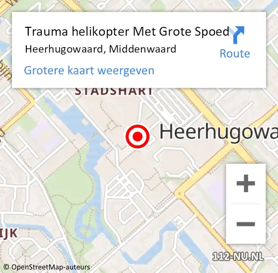 Locatie op kaart van de 112 melding: Trauma helikopter Met Grote Spoed Naar Heerhugowaard, Middenwaard op 19 februari 2022 10:58