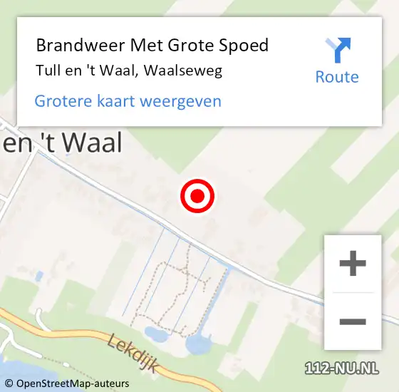 Locatie op kaart van de 112 melding: Brandweer Met Grote Spoed Naar Tull en 't Waal, Waalseweg op 19 februari 2022 10:59