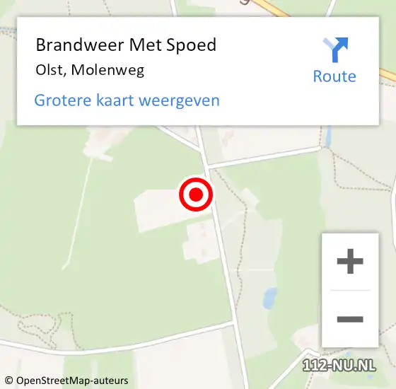 Locatie op kaart van de 112 melding: Brandweer Met Spoed Naar Olst, Molenweg op 19 februari 2022 11:01