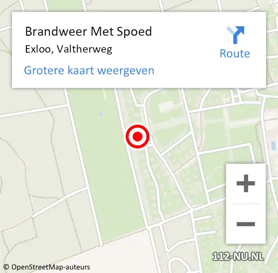 Locatie op kaart van de 112 melding: Brandweer Met Spoed Naar Exloo, Valtherweg op 19 februari 2022 11:04