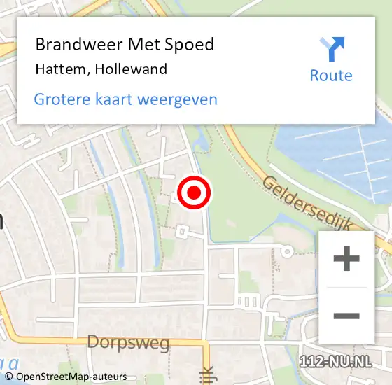 Locatie op kaart van de 112 melding: Brandweer Met Spoed Naar Hattem, Hollewand op 19 februari 2022 11:05