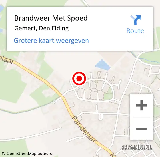 Locatie op kaart van de 112 melding: Brandweer Met Spoed Naar Gemert, Den Elding op 19 februari 2022 11:06