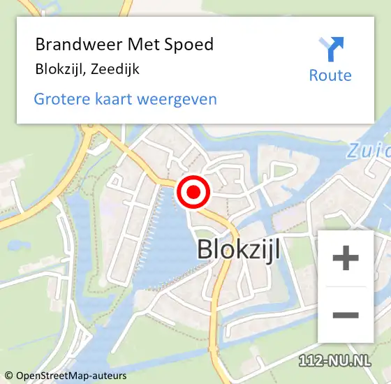 Locatie op kaart van de 112 melding: Brandweer Met Spoed Naar Blokzijl, Zeedijk op 19 februari 2022 11:07