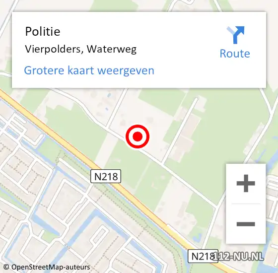 Locatie op kaart van de 112 melding: Politie Vierpolders, Waterweg op 19 februari 2022 11:10