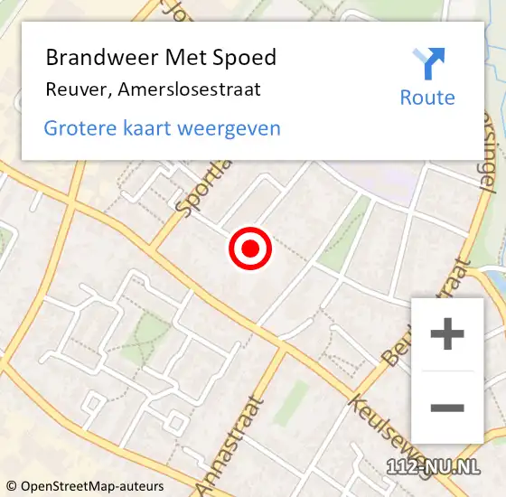 Locatie op kaart van de 112 melding: Brandweer Met Spoed Naar Reuver, Amerslosestraat op 19 februari 2022 11:13