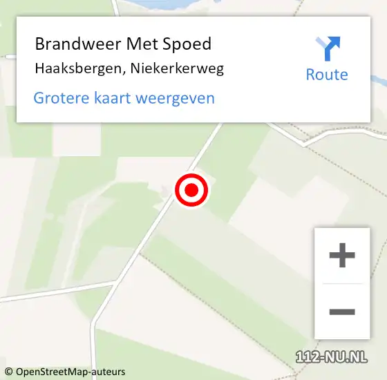 Locatie op kaart van de 112 melding: Brandweer Met Spoed Naar Haaksbergen, Niekerkerweg op 19 februari 2022 11:14