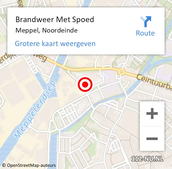 Locatie op kaart van de 112 melding: Brandweer Met Spoed Naar Meppel, Noordeinde op 19 februari 2022 11:14