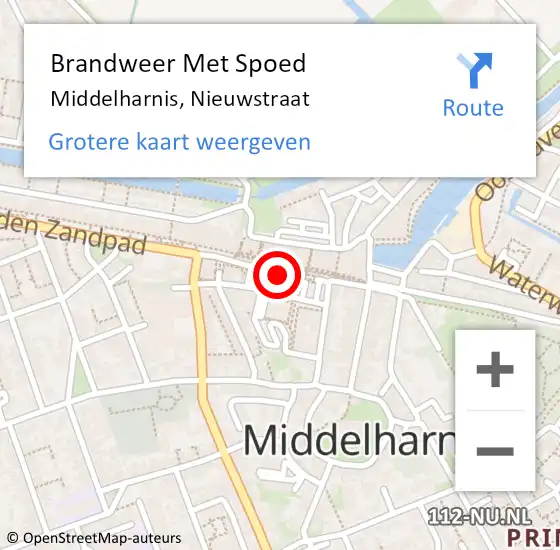 Locatie op kaart van de 112 melding: Brandweer Met Spoed Naar Middelharnis, Nieuwstraat op 19 februari 2022 11:16