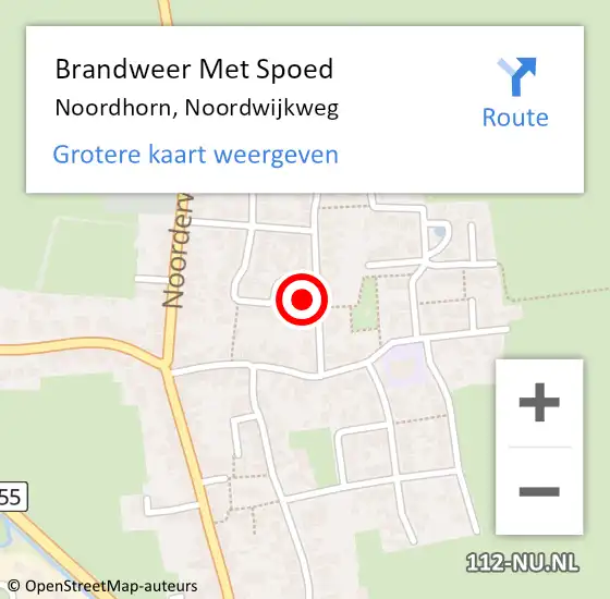 Locatie op kaart van de 112 melding: Brandweer Met Spoed Naar Noordhorn, Noordwijkweg op 19 februari 2022 11:18
