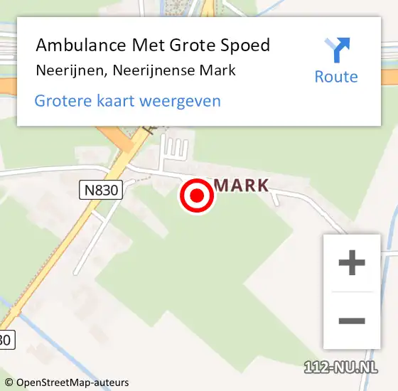 Locatie op kaart van de 112 melding: Ambulance Met Grote Spoed Naar Neerijnen, Neerijnense Mark op 19 februari 2022 11:20