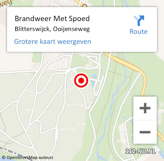 Locatie op kaart van de 112 melding: Brandweer Met Spoed Naar Blitterswijck, Ooijenseweg op 19 februari 2022 11:22