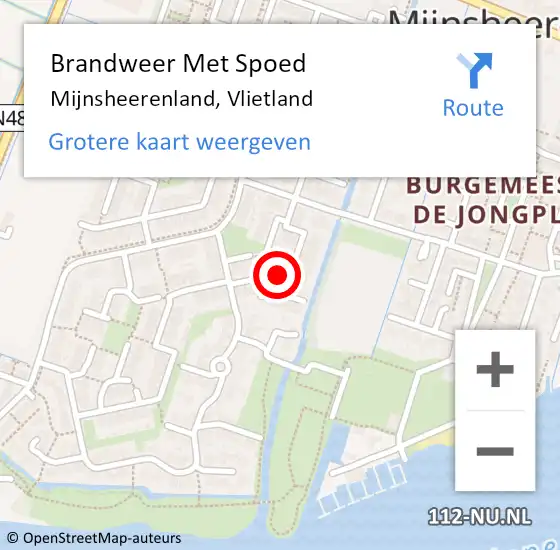 Locatie op kaart van de 112 melding: Brandweer Met Spoed Naar Mijnsheerenland, Vlietland op 19 februari 2022 11:24