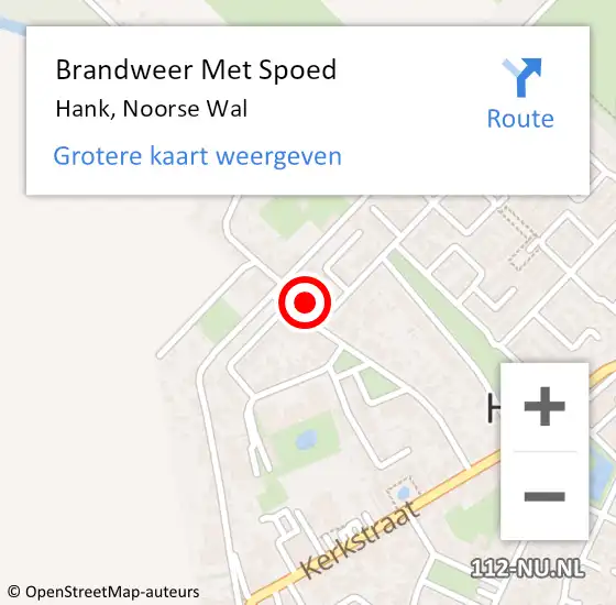 Locatie op kaart van de 112 melding: Brandweer Met Spoed Naar Hank, Noorse Wal op 19 februari 2022 11:26