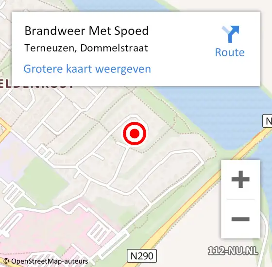 Locatie op kaart van de 112 melding: Brandweer Met Spoed Naar Terneuzen, Dommelstraat op 19 februari 2022 11:33