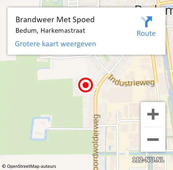 Locatie op kaart van de 112 melding: Brandweer Met Spoed Naar Bedum, Harkemastraat op 19 februari 2022 11:35