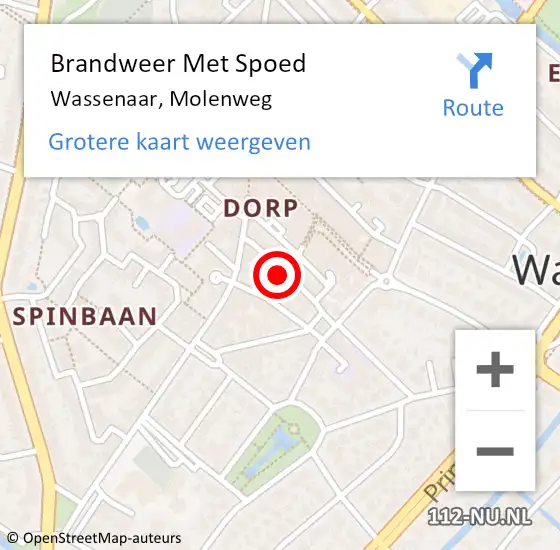 Locatie op kaart van de 112 melding: Brandweer Met Spoed Naar Wassenaar, Molenweg op 19 februari 2022 11:39