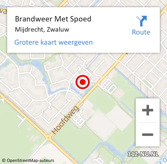 Locatie op kaart van de 112 melding: Brandweer Met Spoed Naar Mijdrecht, Zwaluw op 19 februari 2022 11:50