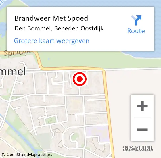 Locatie op kaart van de 112 melding: Brandweer Met Spoed Naar Den Bommel, Beneden Oostdijk op 19 februari 2022 11:50