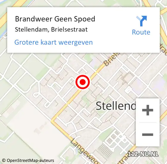 Locatie op kaart van de 112 melding: Brandweer Geen Spoed Naar Stellendam, Brielsestraat op 19 februari 2022 11:59