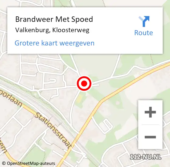 Locatie op kaart van de 112 melding: Brandweer Met Spoed Naar Valkenburg, Kloosterweg op 19 februari 2022 12:07