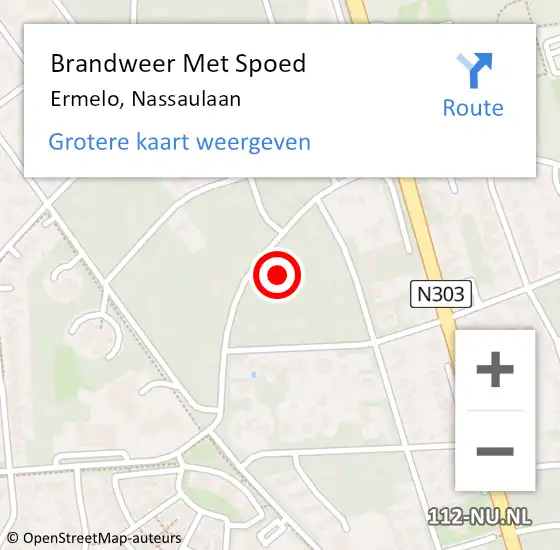 Locatie op kaart van de 112 melding: Brandweer Met Spoed Naar Ermelo, Nassaulaan op 19 februari 2022 12:08