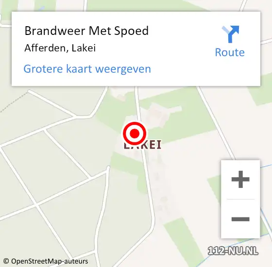 Locatie op kaart van de 112 melding: Brandweer Met Spoed Naar Afferden, Lakei op 19 februari 2022 12:08