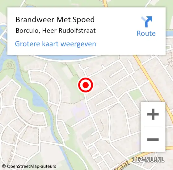 Locatie op kaart van de 112 melding: Brandweer Met Spoed Naar Borculo, Heer Rudolfstraat op 19 februari 2022 12:09