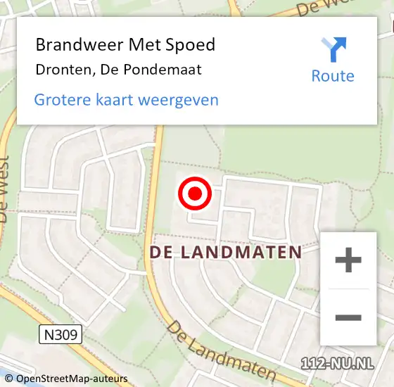 Locatie op kaart van de 112 melding: Brandweer Met Spoed Naar Dronten, De Pondemaat op 19 februari 2022 12:10