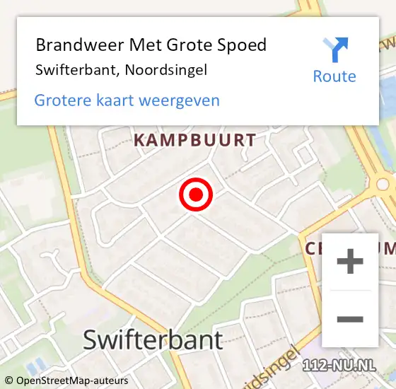 Locatie op kaart van de 112 melding: Brandweer Met Grote Spoed Naar Swifterbant, Noordsingel op 19 februari 2022 12:13